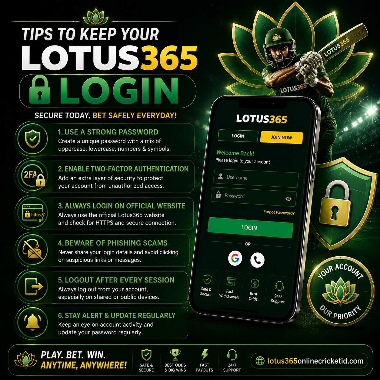 Security tips for Lotus365 login